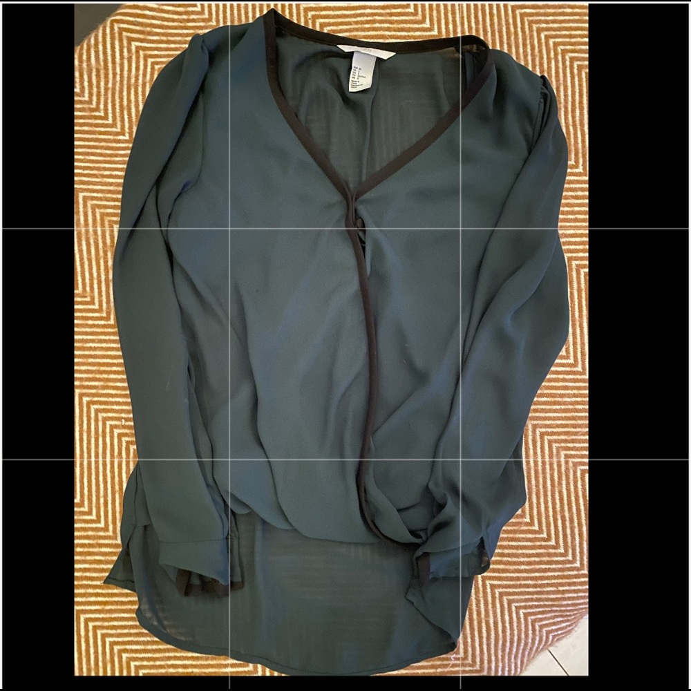 Deep green with black trim blouse from H&M